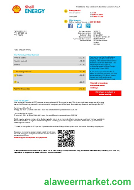 United Kingdom Shell Energy business utility bill template Word and PDF template